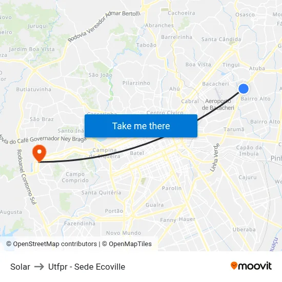Solar to Utfpr - Sede Ecoville map