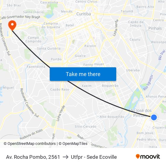 Av. Rocha Pombo, 2561 to Utfpr - Sede Ecoville map