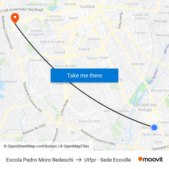 Escola Pedro Moro Redeschi to Utfpr - Sede Ecoville map