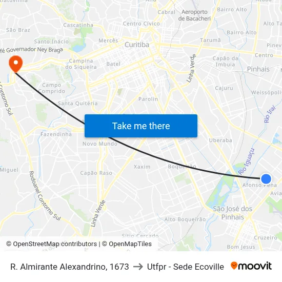 R. Almirante Alexandrino, 1673 to Utfpr - Sede Ecoville map