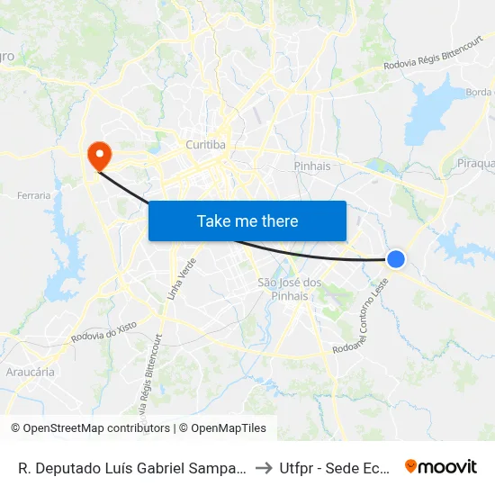 R. Deputado Luís Gabriel Sampaio, 376 to Utfpr - Sede Ecoville map