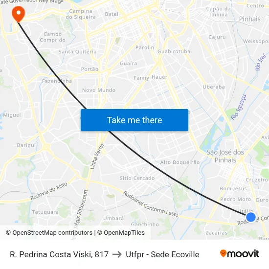 R. Pedrina Costa Viski, 817 to Utfpr - Sede Ecoville map
