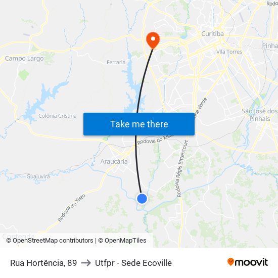 Rua Hortência, 89 to Utfpr - Sede Ecoville map