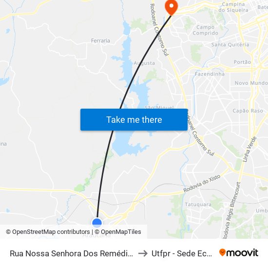 Rua Nossa Senhora Dos Remédios, Csu to Utfpr - Sede Ecoville map