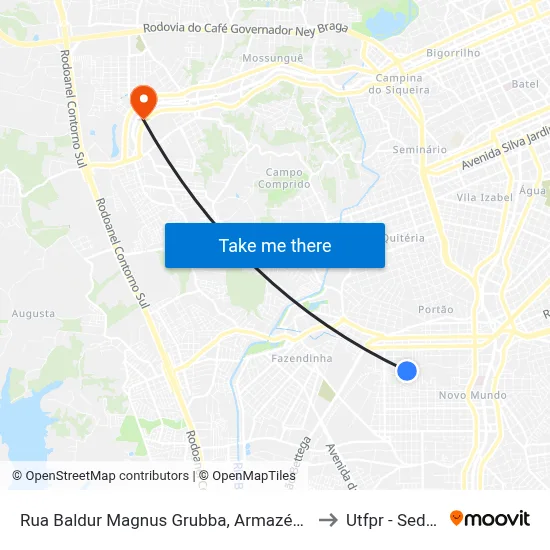 Rua Baldur Magnus Grubba, Armazém Da Família Uberlândia to Utfpr - Sede Ecoville map