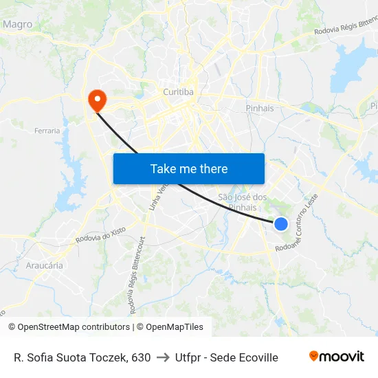 R. Sofia Suota Toczek, 630 to Utfpr - Sede Ecoville map