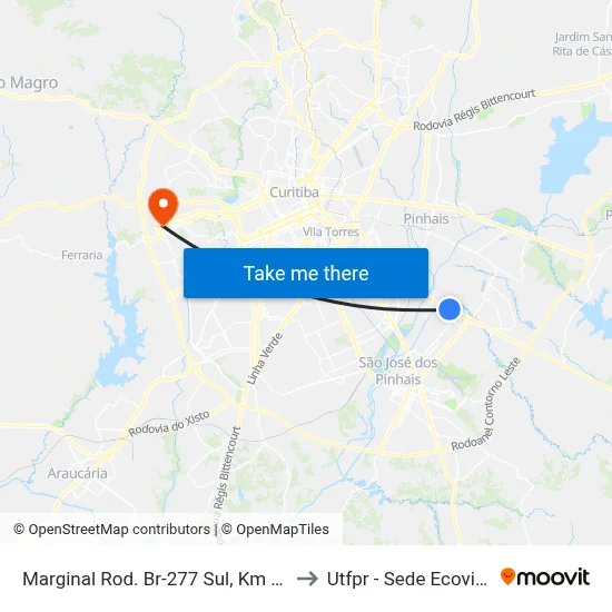 Marginal Rod. Br-277 Sul, Km 76 to Utfpr - Sede Ecoville map