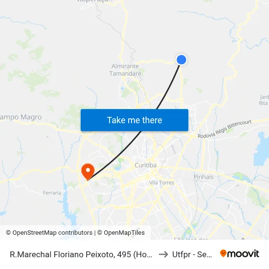 R.Marechal Floriano Peixoto, 495 (Hospital São Rafael de Arcanjo) to Utfpr - Sede Ecoville map