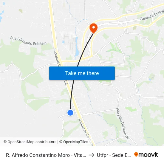 R. Alfredo Constantino Moro - Vitao Alimentos to Utfpr - Sede Ecoville map