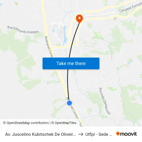 Av. Juscelino Kubitschek De Oliveira - Vonder Ovd to Utfpr - Sede Ecoville map