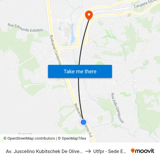 Av. Juscelino Kubitschek De Oliveira - Grasp to Utfpr - Sede Ecoville map
