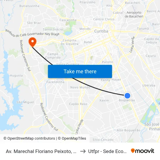 Av. Marechal Floriano Peixoto, 7860 to Utfpr - Sede Ecoville map