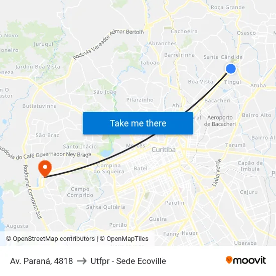 Av. Paraná, 4818 to Utfpr - Sede Ecoville map