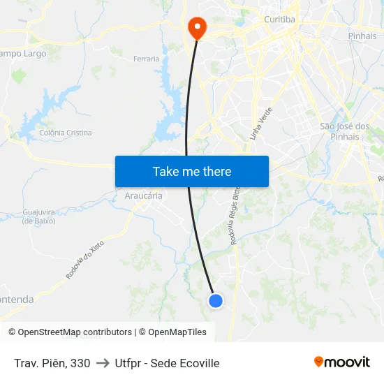 Trav. Piên, 330 to Utfpr - Sede Ecoville map