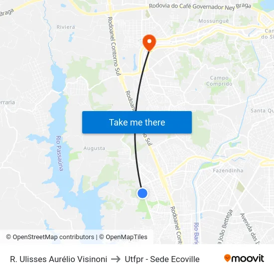 R. Ulisses Aurélio Visinoni to Utfpr - Sede Ecoville map