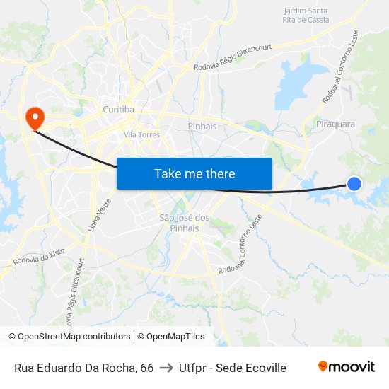 Rua Eduardo Da Rocha, 66 to Utfpr - Sede Ecoville map