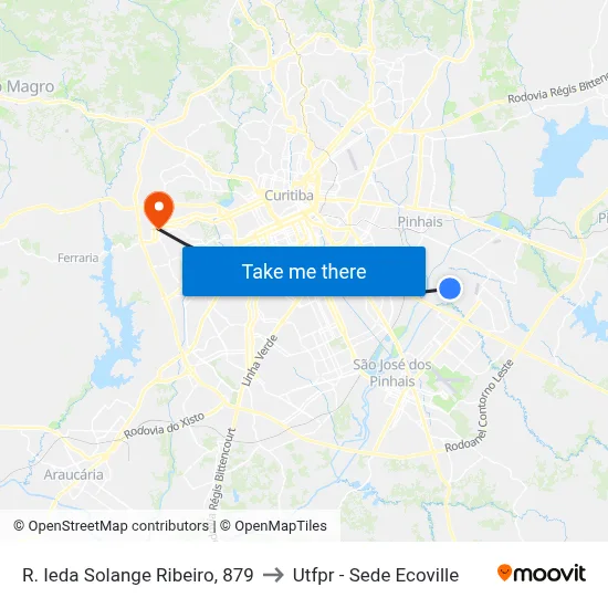 R. Ieda Solange Ribeiro, 879 to Utfpr - Sede Ecoville map