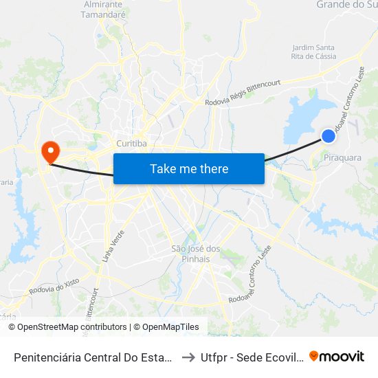 Penitenciária Central Do Estado to Utfpr - Sede Ecoville map