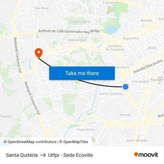 Santa Quitéria to Utfpr - Sede Ecoville map