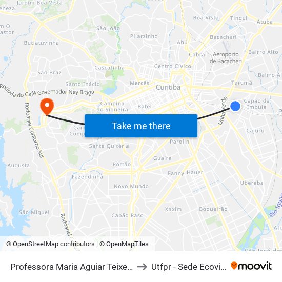 Professora Maria Aguiar Teixeira to Utfpr - Sede Ecoville map