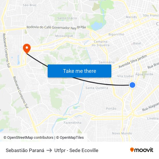 Sebastião Paraná to Utfpr - Sede Ecoville map
