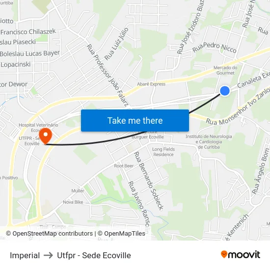 Imperial to Utfpr - Sede Ecoville map