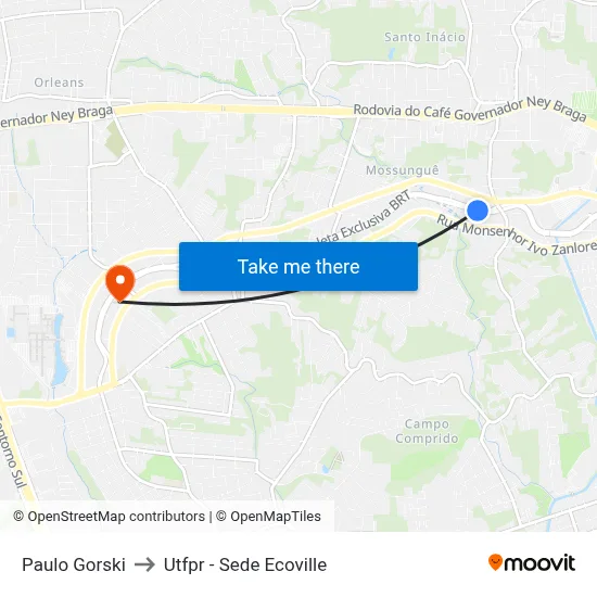 Paulo Gorski to Utfpr - Sede Ecoville map