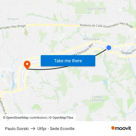 Paulo Gorski to Utfpr - Sede Ecoville map