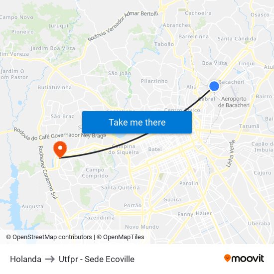 Holanda to Utfpr - Sede Ecoville map