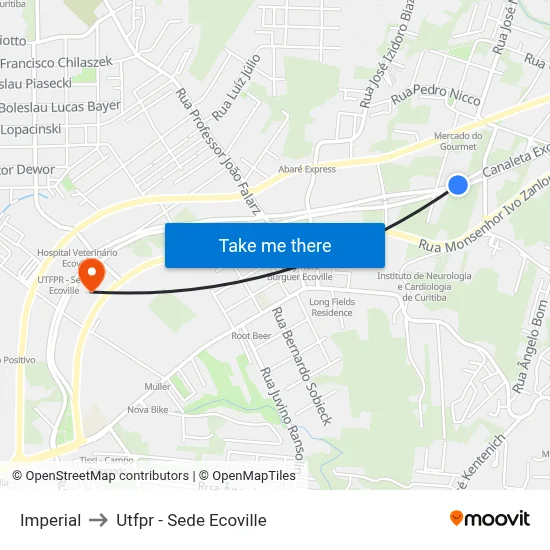 Imperial to Utfpr - Sede Ecoville map