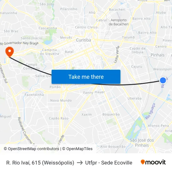 R. Rio Ivaí, 615 (Weissópolis) to Utfpr - Sede Ecoville map