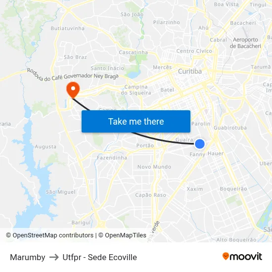 Marumby to Utfpr - Sede Ecoville map