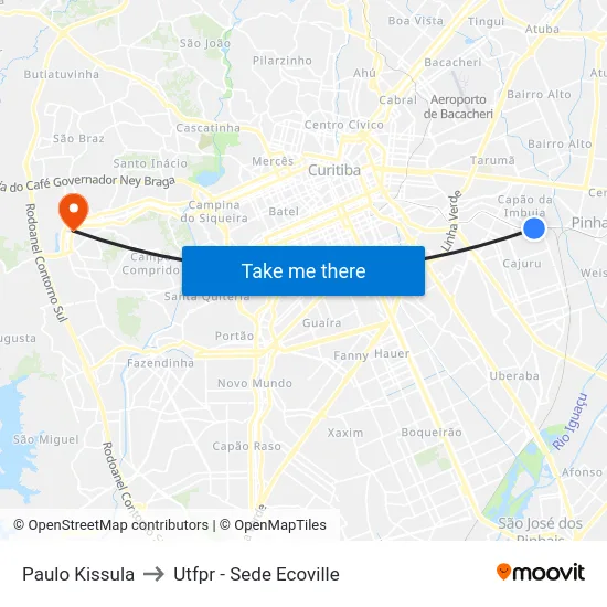 Paulo Kissula to Utfpr - Sede Ecoville map