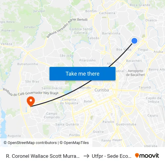 R. Coronel Wallace Scott Murray, 763 to Utfpr - Sede Ecoville map