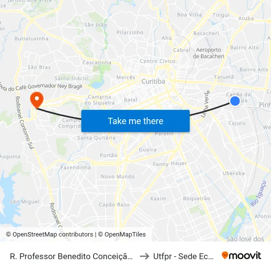 R. Professor Benedito Conceição, 1130 to Utfpr - Sede Ecoville map