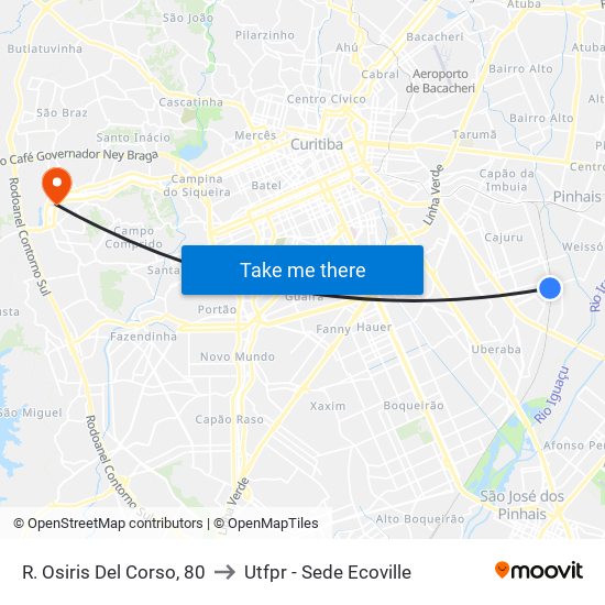 R. Osiris Del Corso, 80 to Utfpr - Sede Ecoville map