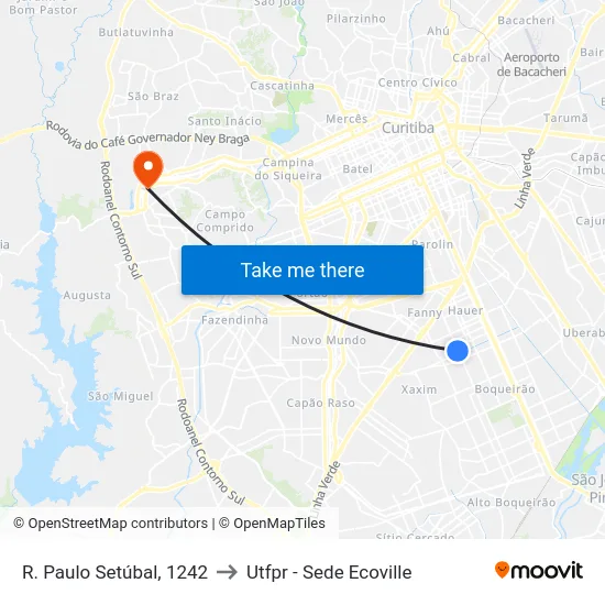 R. Paulo Setúbal, 1242 to Utfpr - Sede Ecoville map