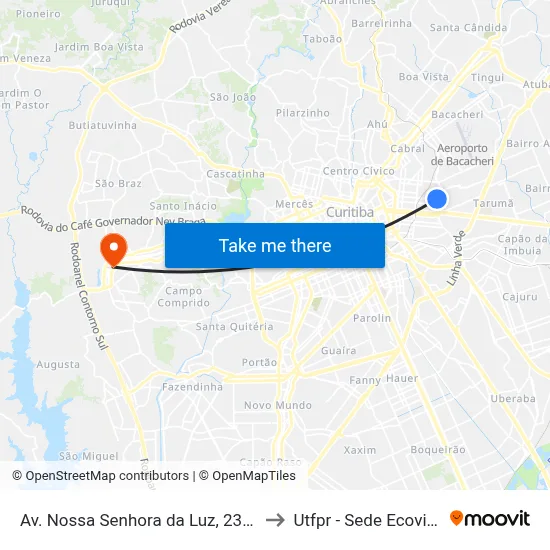 Av. Nossa Senhora da Luz, 2329 to Utfpr - Sede Ecoville map