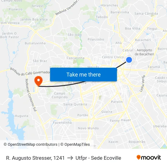 R. Augusto Stresser, 1241 to Utfpr - Sede Ecoville map