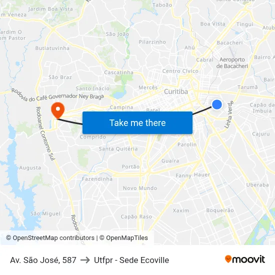 Av. São José, 587 to Utfpr - Sede Ecoville map