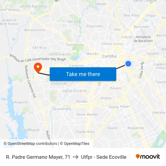 R. Padre Germano Mayer, 71 to Utfpr - Sede Ecoville map