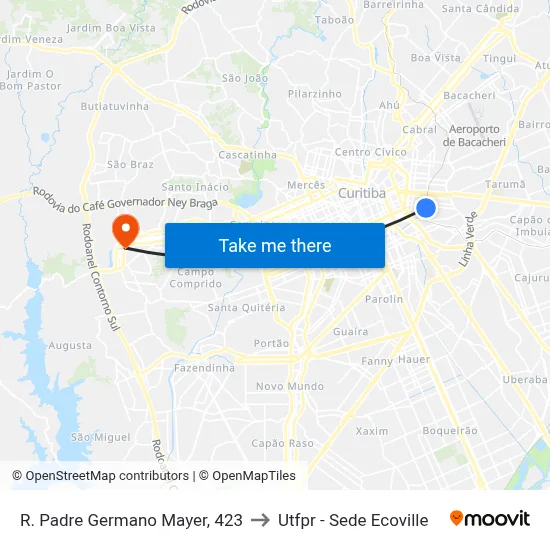 R. Padre Germano Mayer, 423 to Utfpr - Sede Ecoville map