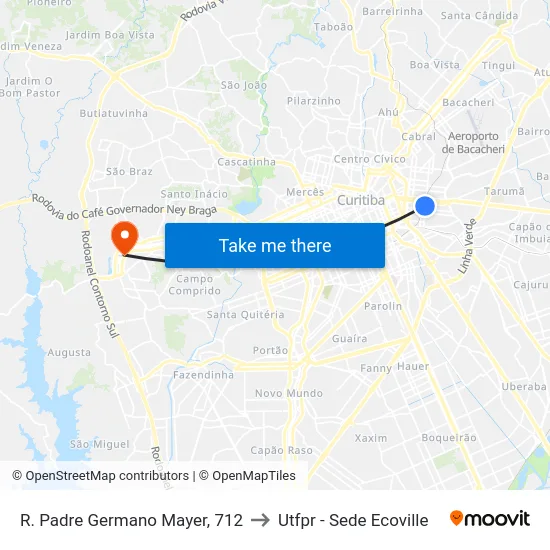 R. Padre Germano Mayer, 712 to Utfpr - Sede Ecoville map
