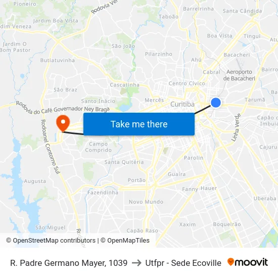 R. Padre Germano Mayer, 1039 to Utfpr - Sede Ecoville map