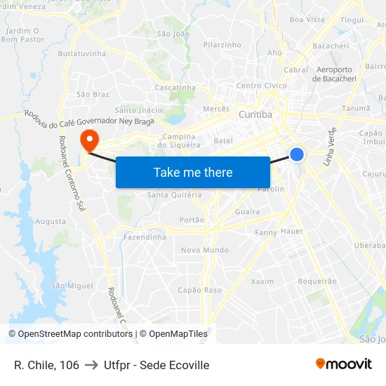R. Chile, 106 to Utfpr - Sede Ecoville map
