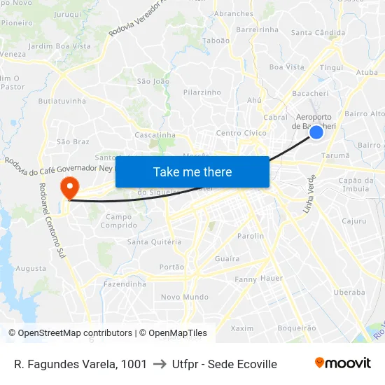 R. Fagundes Varela, 1001 to Utfpr - Sede Ecoville map