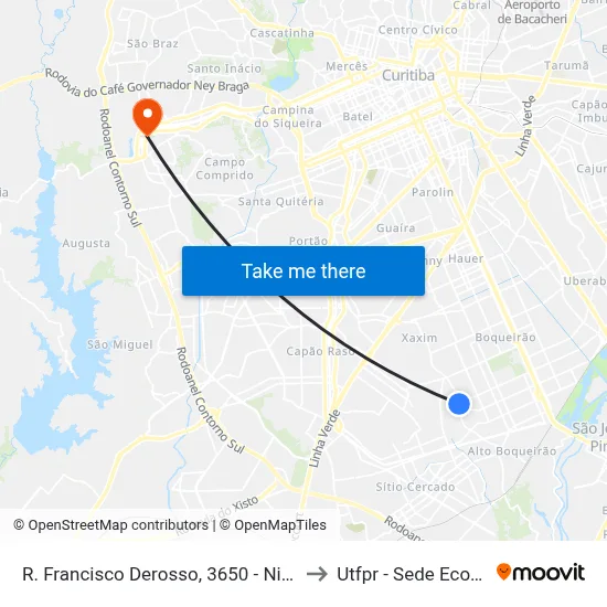 R. Francisco Derosso, 3650 - Nichele to Utfpr - Sede Ecoville map