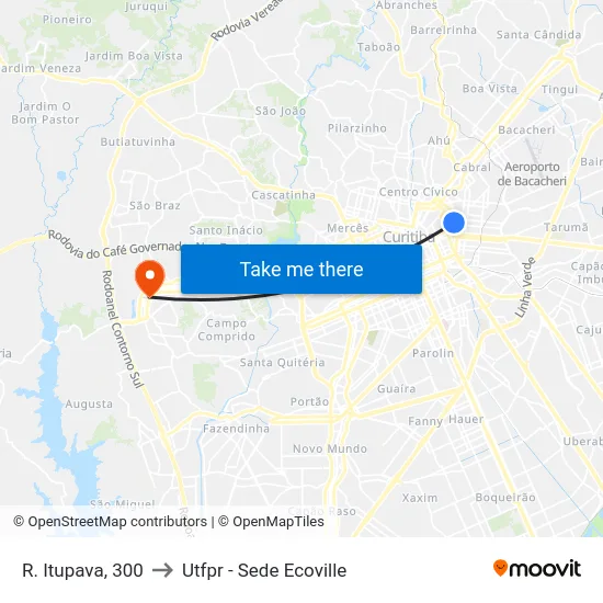 R. Itupava, 300 to Utfpr - Sede Ecoville map