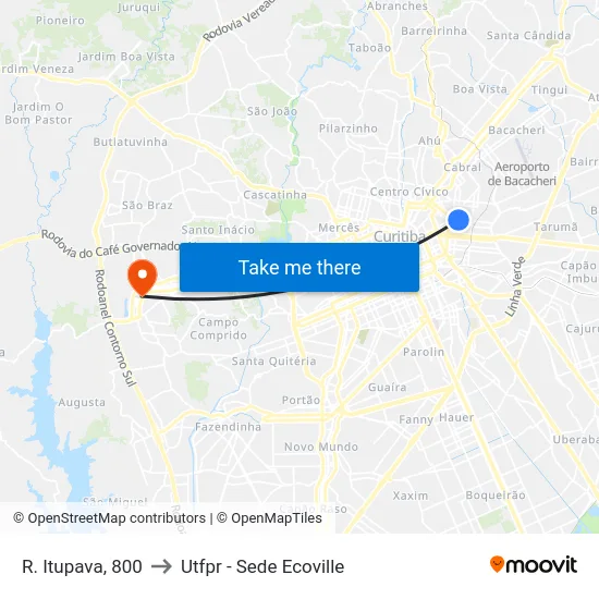 R. Itupava, 800 to Utfpr - Sede Ecoville map
