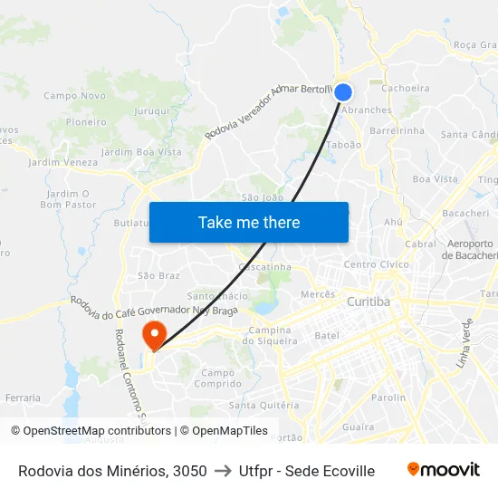 Rodovia dos Minérios, 3050 to Utfpr - Sede Ecoville map